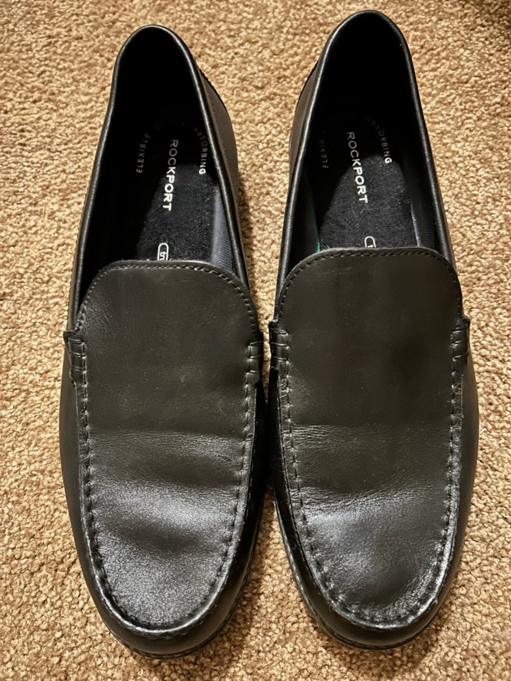 Rockport Black Leather Slip-On Loafers for Men